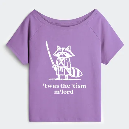 Tokyo-Tiger Focused Samurai Raccoon Off Shoulder T-Shirt