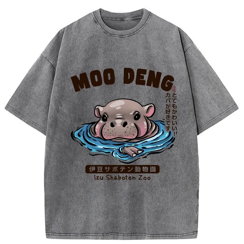 Tokyo-Tiger Relaxed Hot Spring Moo Deng Washed T-Shirt