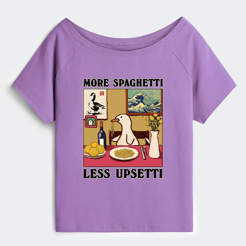 Tokyo-Tiger More Spaghetti Less Upsetti Goose Off Shoulder T-Shirt
