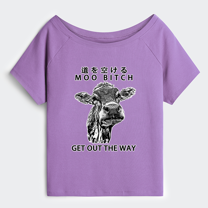 Tokyo-Tiger Funny Cow Off Shoulder T-Shirt