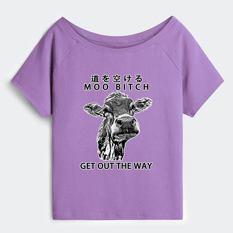 Tokyo-Tiger Funny Cow Off Shoulder T-Shirt