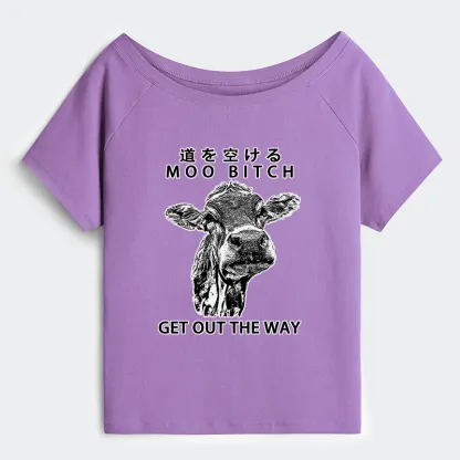 Tokyo-Tiger Funny Cow Off Shoulder T-Shirt