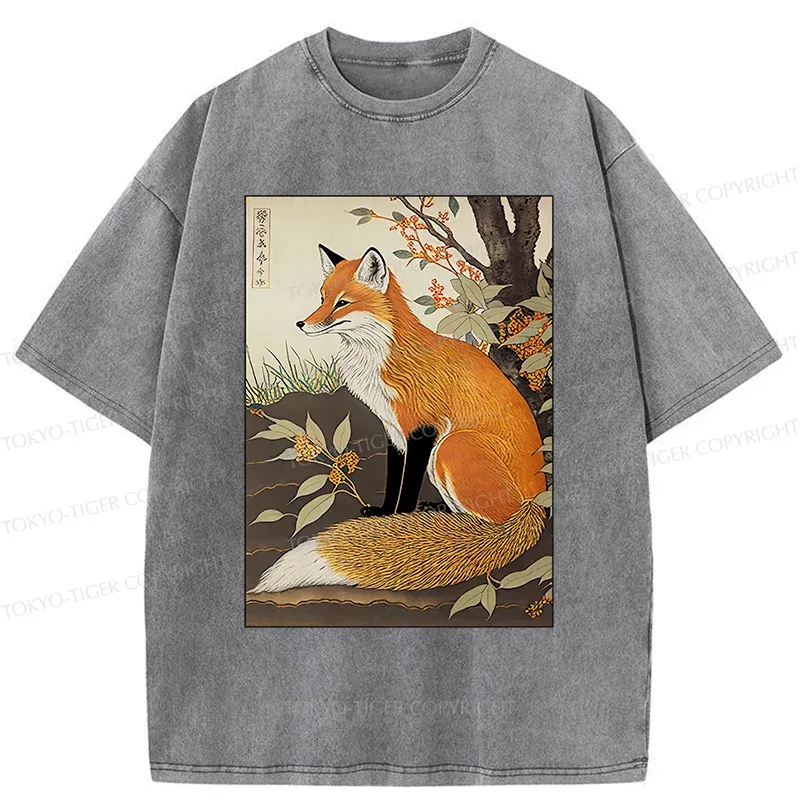Tokyo-Tiger Ukiyo-e Fox Washed T-Shirt
