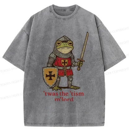 Tokyo-Tiger Frog Knight Funny Washed T-Shirt