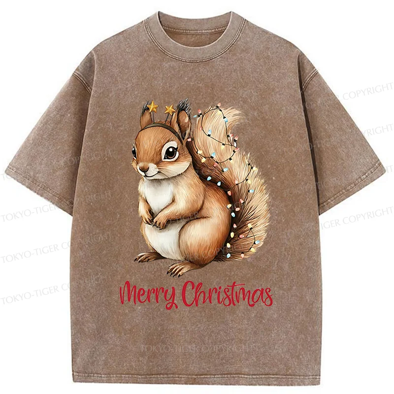 Tokyo-Tiger Christmas Squirrel Washed T-Shirt
