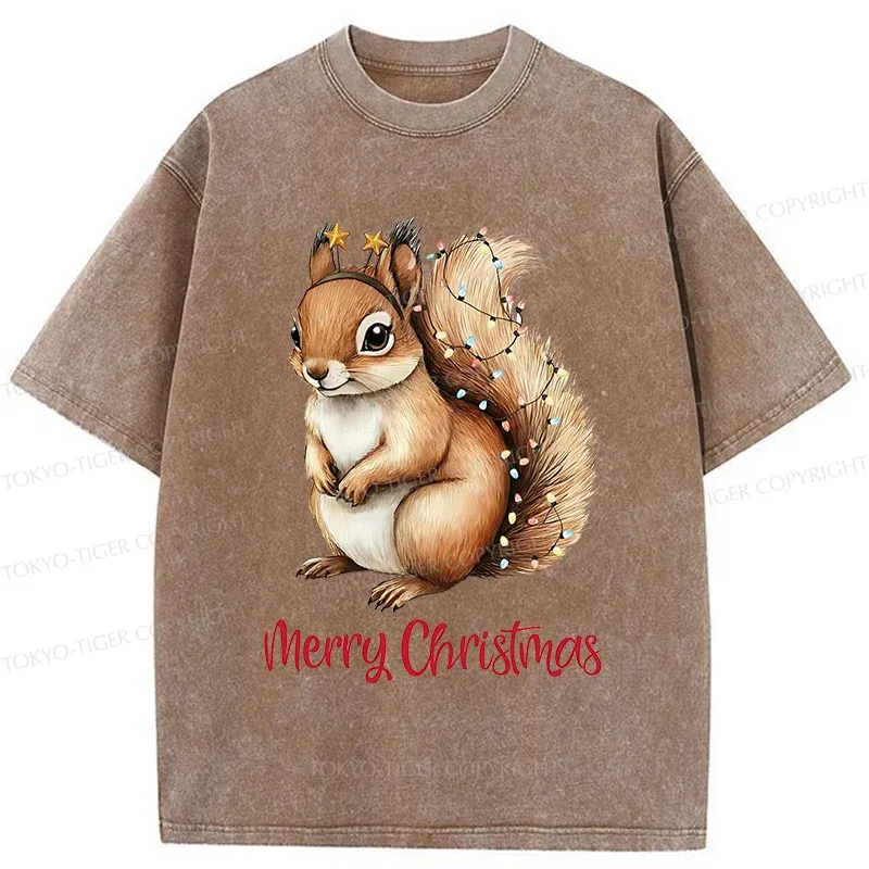 Tokyo-Tiger Christmas Squirrel Washed T-Shirt