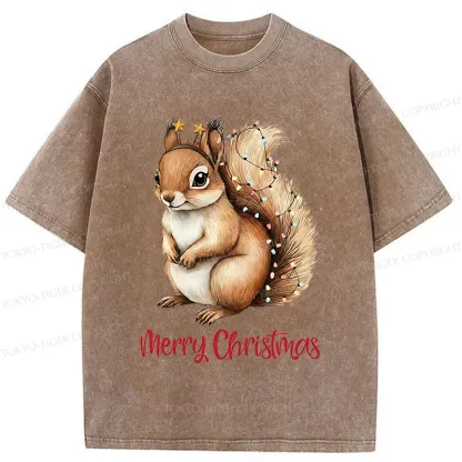 Tokyo-Tiger Christmas Squirrel Washed T-Shirt