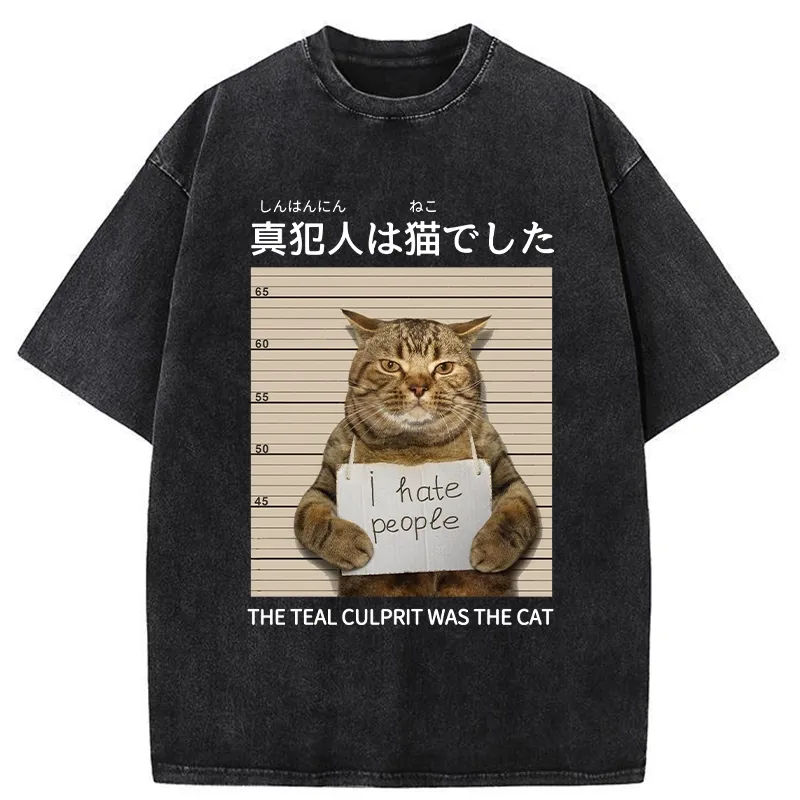 Tokyo-Tiger The Culprit Is The Cat Washed T-Shirt