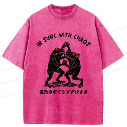 Tokyo-Tiger Dancing Frogs:In Sync With Chaos Washed T-Shirt