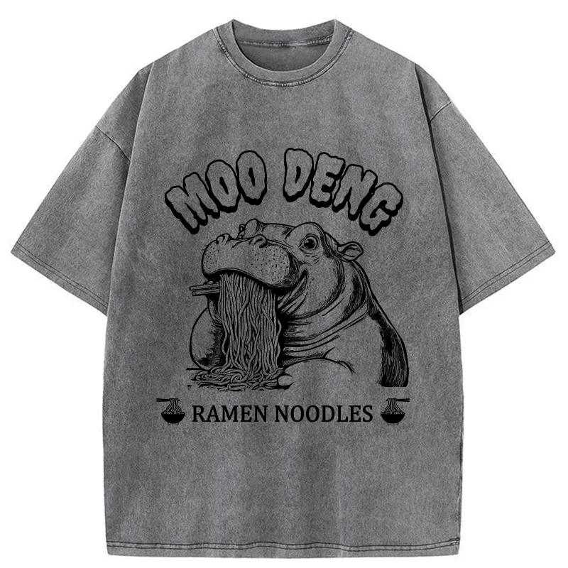 Tokyo-Tiger Ramen Lover Moo Deng Washed T-Shirt