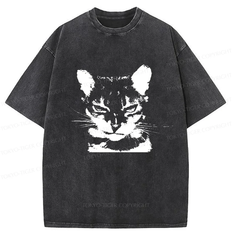 Tokyo-Tiger Smirking Cat Washed T-Shirt