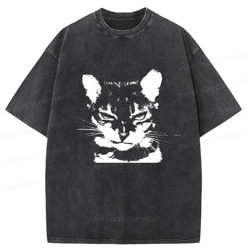 Tokyo-Tiger Smirking Cat Washed T-Shirt