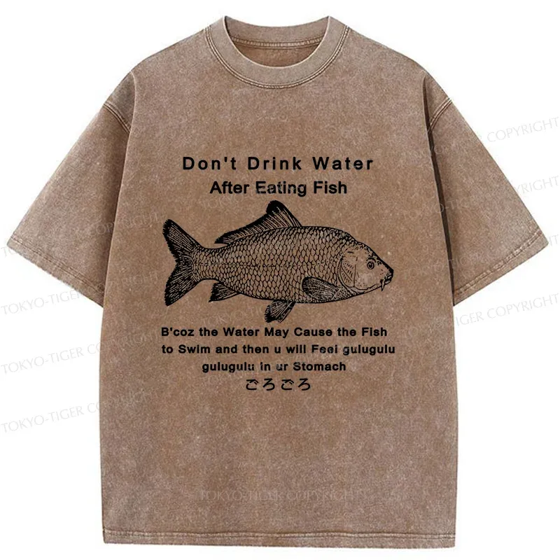 Tokyo-Tiger Stomach Rumbling Funny Washed T-Shirt