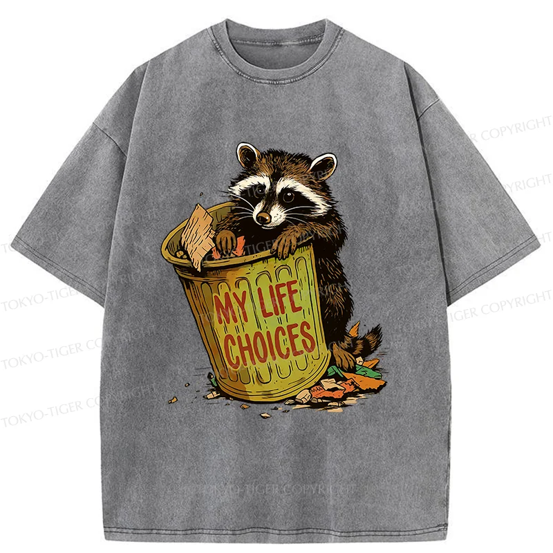 Tokyo-Tiger Raccoon Life Choices Washed T-Shirt