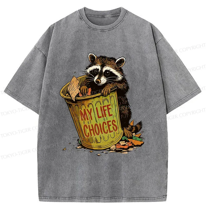 Tokyo-Tiger Raccoon Life Choices Washed T-Shirt