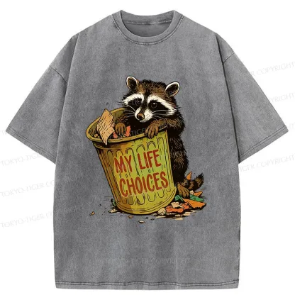 Tokyo-Tiger Raccoon Life Choices Washed T-Shirt