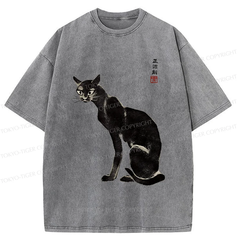 Tokyo-Tiger Retro Skinny Cat Washed T-Shirt