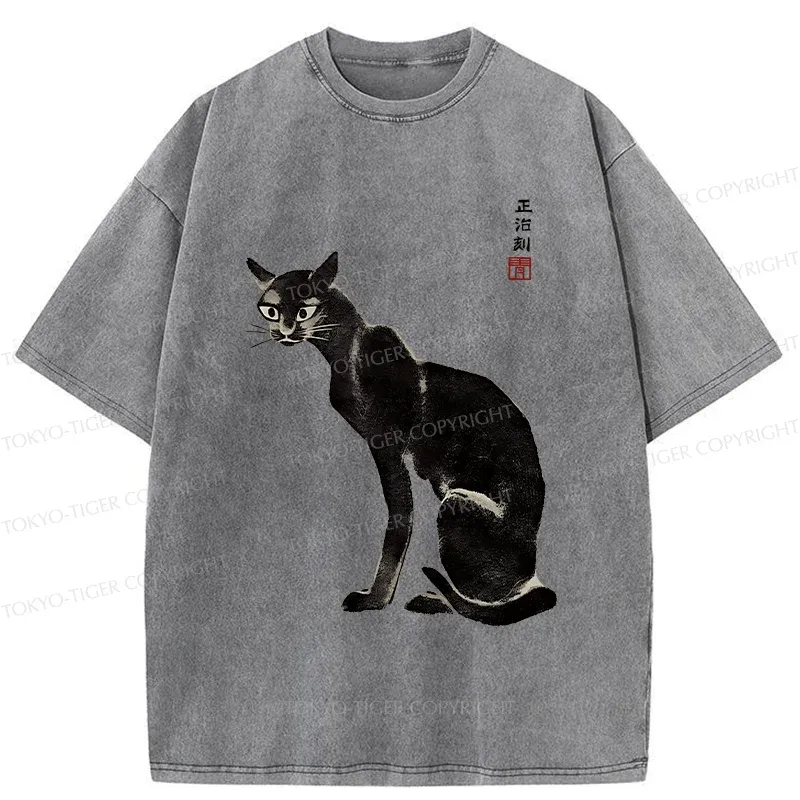 Tokyo-Tiger Retro Skinny Cat Washed T-Shirt
