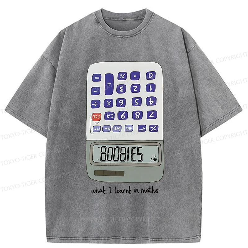 Tokyo-Tiger Calculator Funny Washed T-Shirt