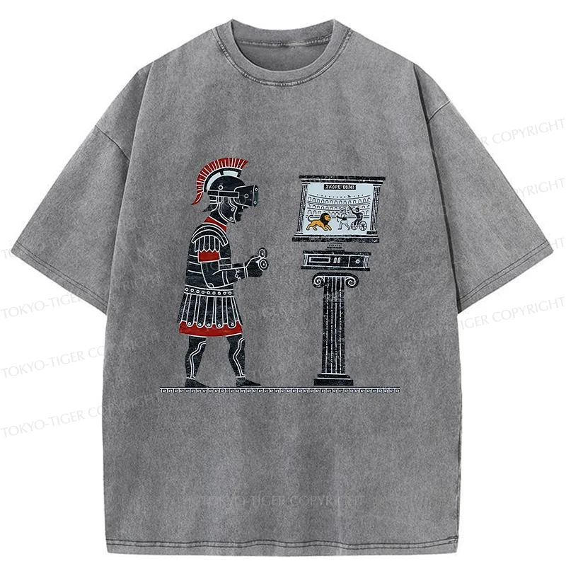 Tokyo-Tiger Gladiators Play PVP Game Washed T-Shirt