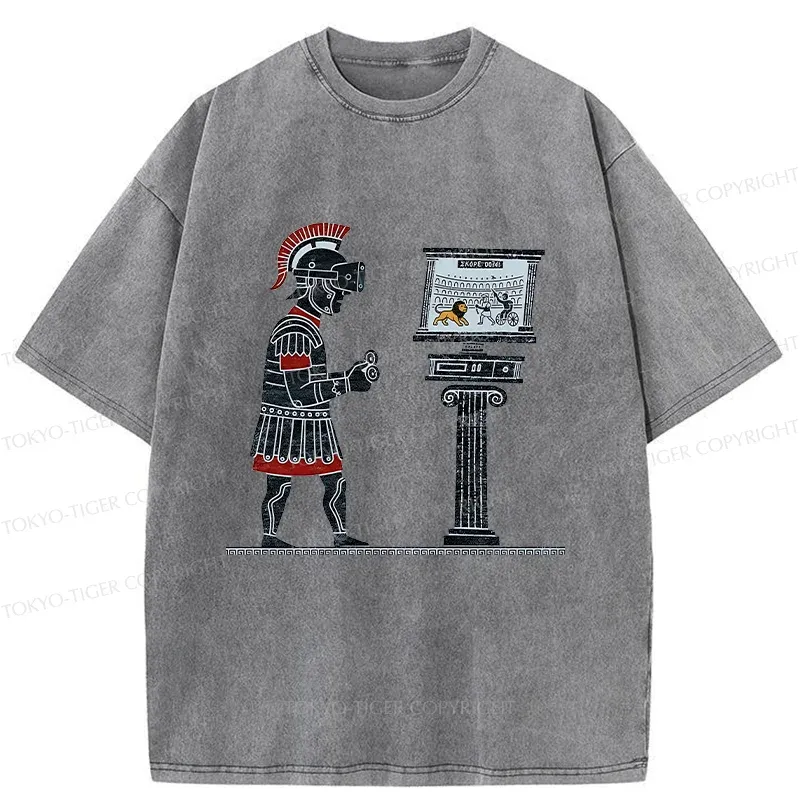Tokyo-Tiger Gladiators Play PVP Game Washed T-Shirt