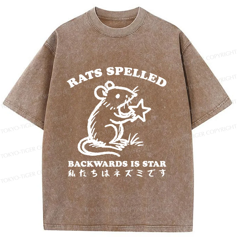 Tokyo-Tiger Funny Rats Washed T-Shirt