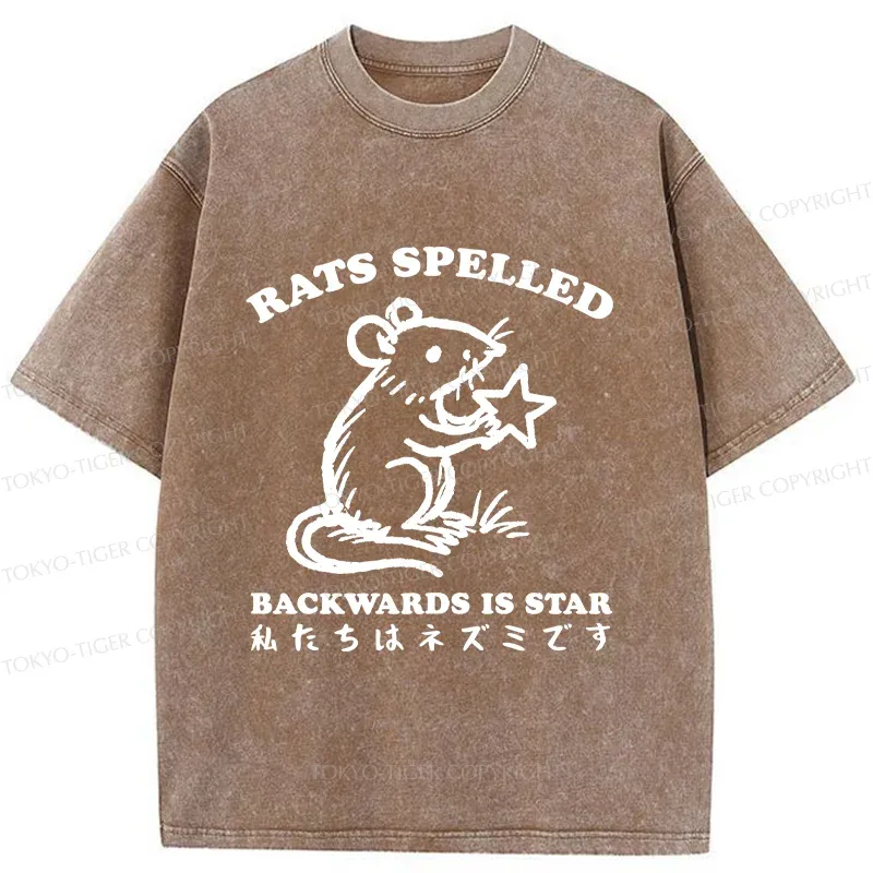 Tokyo-Tiger Funny Rats Washed T-Shirt