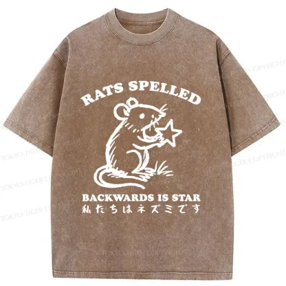 Tokyo-Tiger Funny Rats Washed T-Shirt