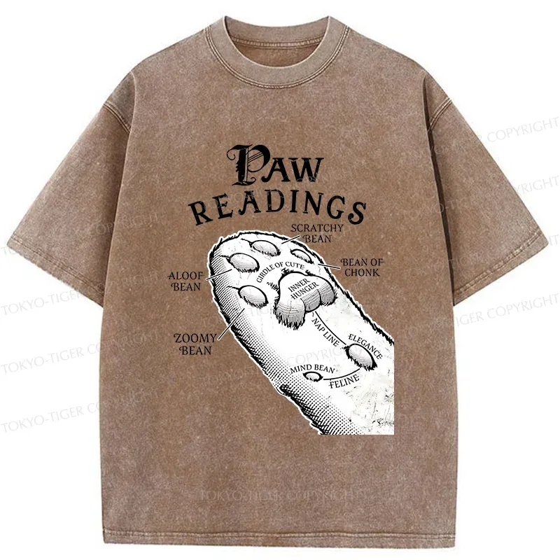 Tokyo-Tiger Funny Cat Paws Washed T-Shirt