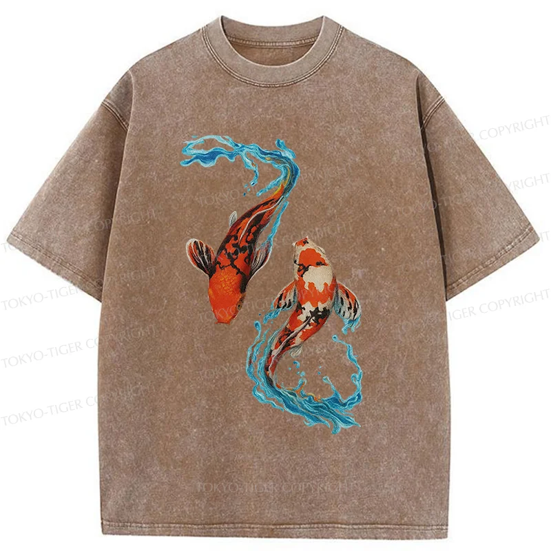 Tokyo-Tiger Red Koi Japanese Washed T-Shirt