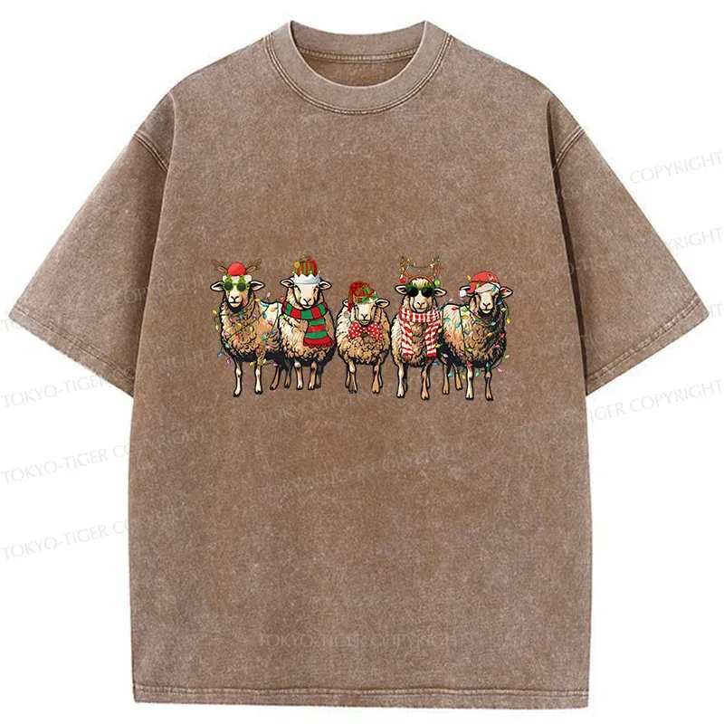 Tokyo-Tiger Christmas Sheep Washed T-Shirt