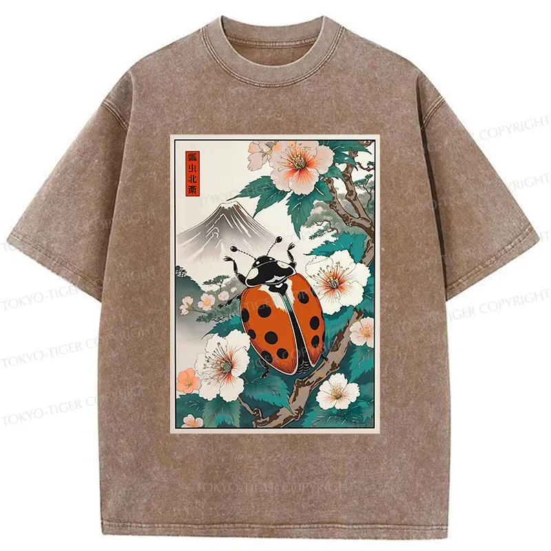 Tokyo-Tiger Ladybug Ukiyo-e Washed T-Shirt