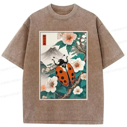 Tokyo-Tiger Ladybug Ukiyo-e Washed T-Shirt