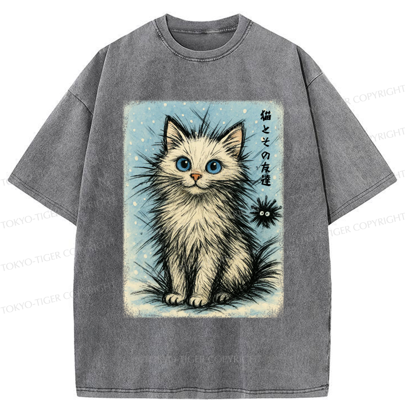 Tokyo-Tiger The Kitten And Its Furball Friend Washed T-Shirt