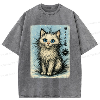 Tokyo-Tiger The Kitten And Its Furball Friend Washed T-Shirt