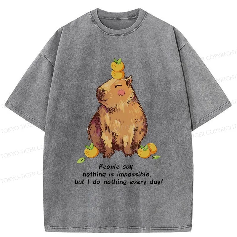 Tokyo-Tiger Leisurely Capybara Washed T-Shirt