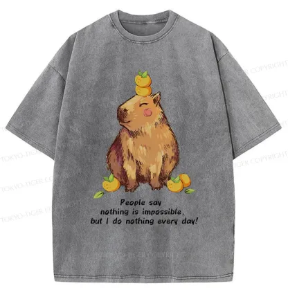 Tokyo-Tiger Leisurely Capybara Washed T-Shirt