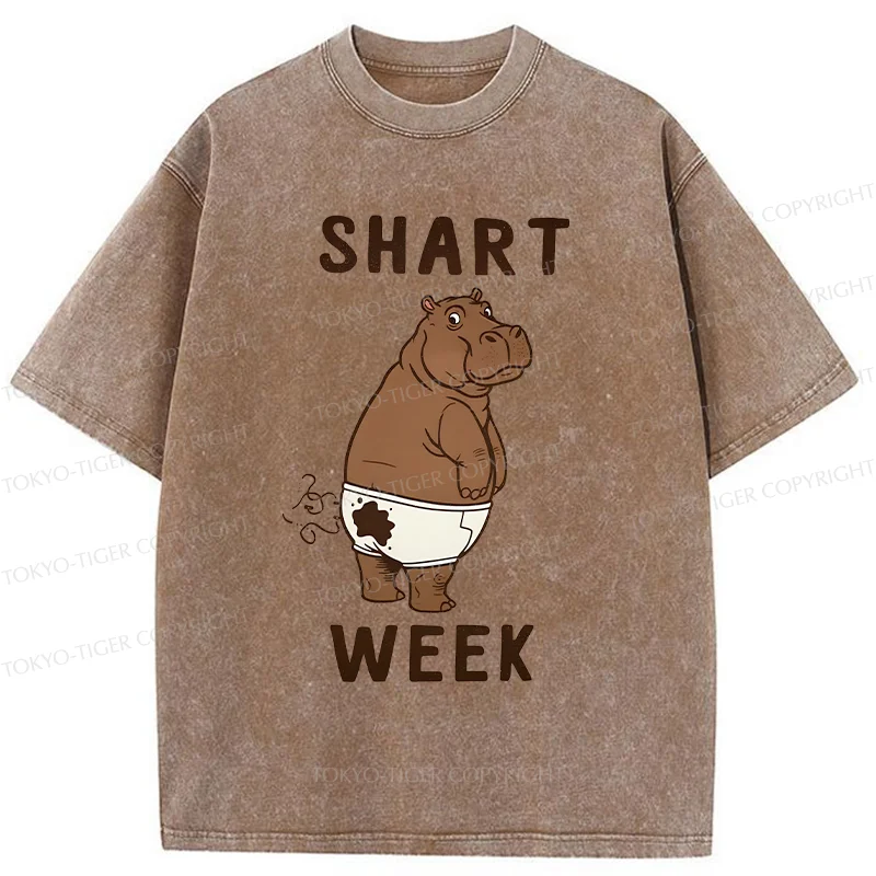 Tokyo-Tiger Shart Week Funny Washed T-Shirt