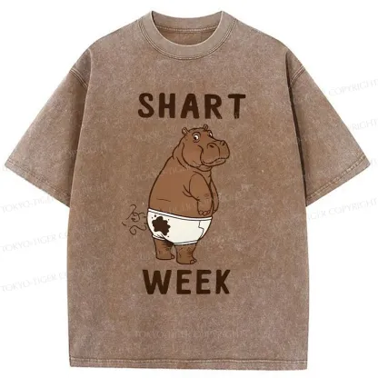 Tokyo-Tiger Shart Week Funny Washed T-Shirt