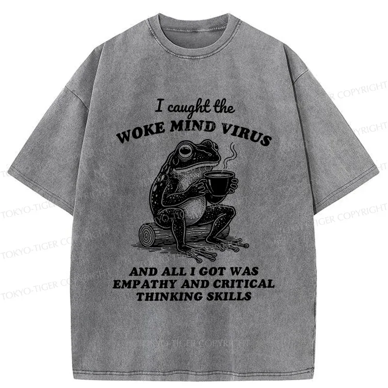 Tokyo-Tiger Awakened Thinking Virus Frog Washed T-Shirt