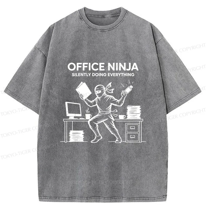 Tokyo-Tiger Workplace Ninja Washed T-Shirt Sale