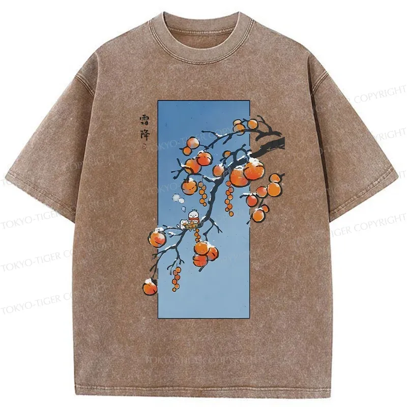 Tokyo-Tiger Winter Paintings Japanese Washed T-Shirt