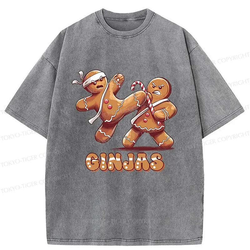 Tokyo-Tiger Gingerbread Man Karate Washed T-Shirt