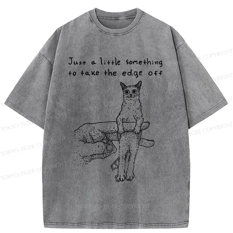 Tokyo-Tiger Catch The Cat Funny Washed T-Shirt