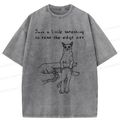 Tokyo-Tiger Catch The Cat Funny Washed T-Shirt