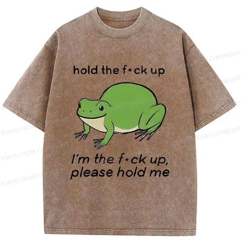 Tokyo-Tiger Bloated Frog Funny Washed T-Shirt