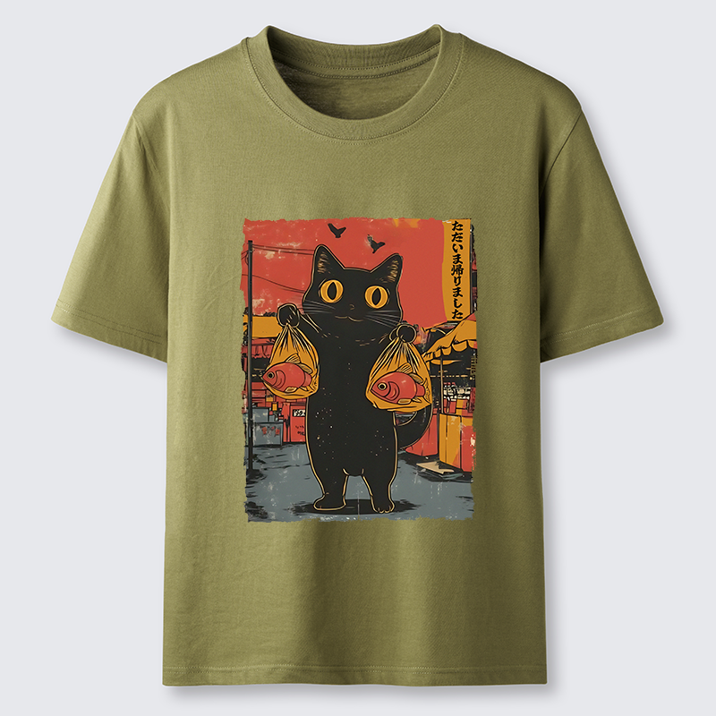 Tokyo-Tiger Cat Fishing Japanese Classic T-Shirt