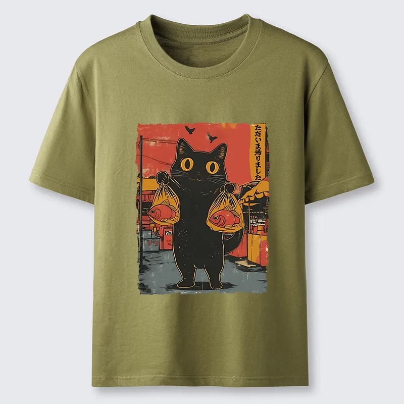 Tokyo-Tiger Cat Fishing Japanese Classic T-Shirt