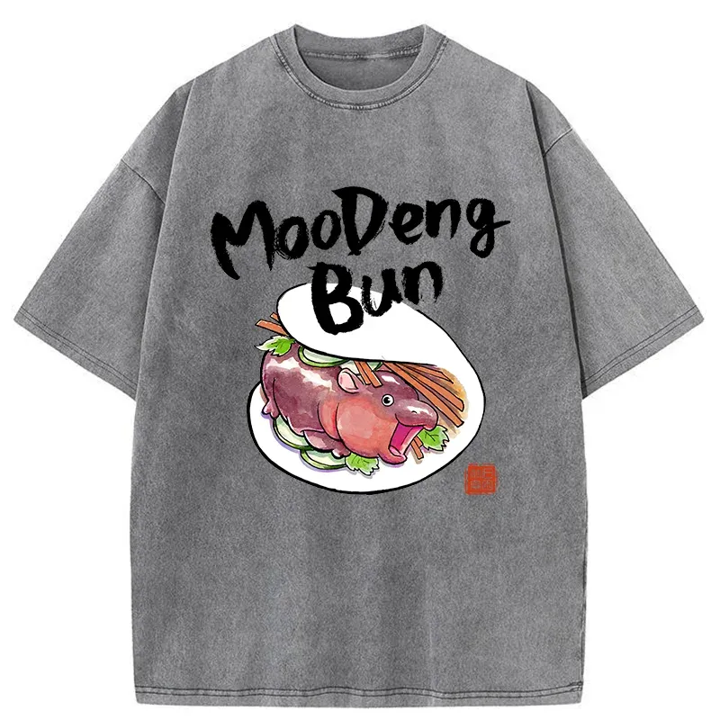 Tokyo-Tiger Delicious Moo Deng Japanese Bun Washed T-Shirt