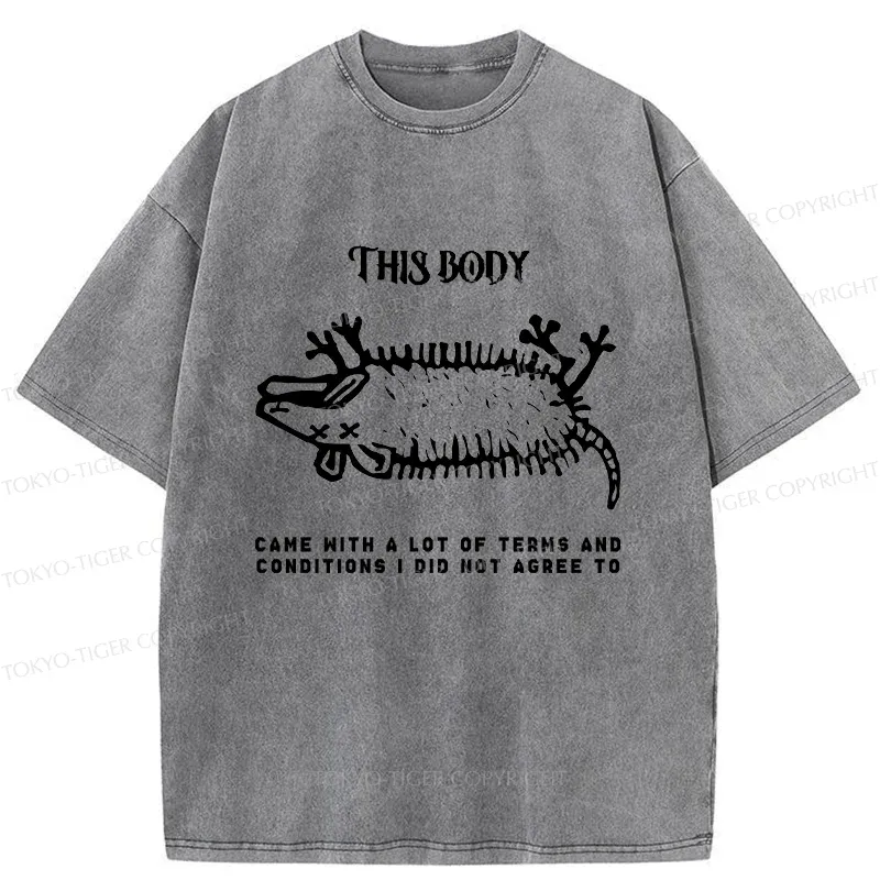 Tokyo-Tiger Funny Possum Playing Dead Washed T-Shirt